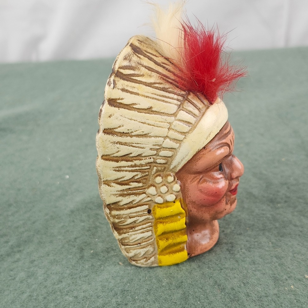 RARE Salt & Pepper Shaker Set: Porcelain Indian Heads Almco Made In Japan - Picture 3 of 12
